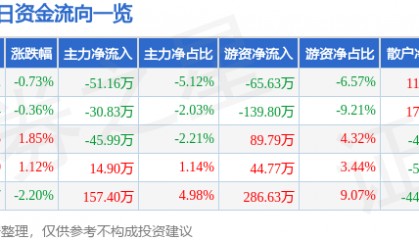 山东华鹏（603021）9月3日主力资金净卖出51.16万元