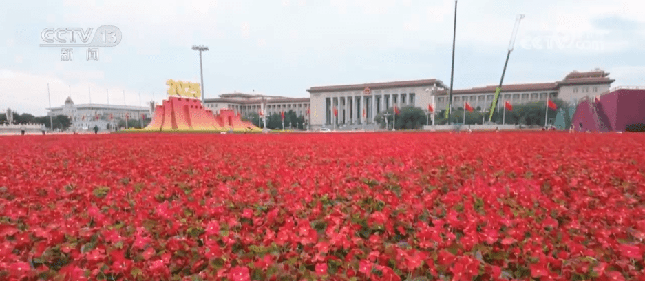 九三阅兵广场布置细节揭秘 丰饶金、城墙红和橄榄绿成为主色调